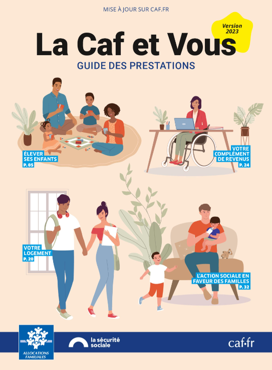 Affiche de La CAF et vous, guide des prestations 2023